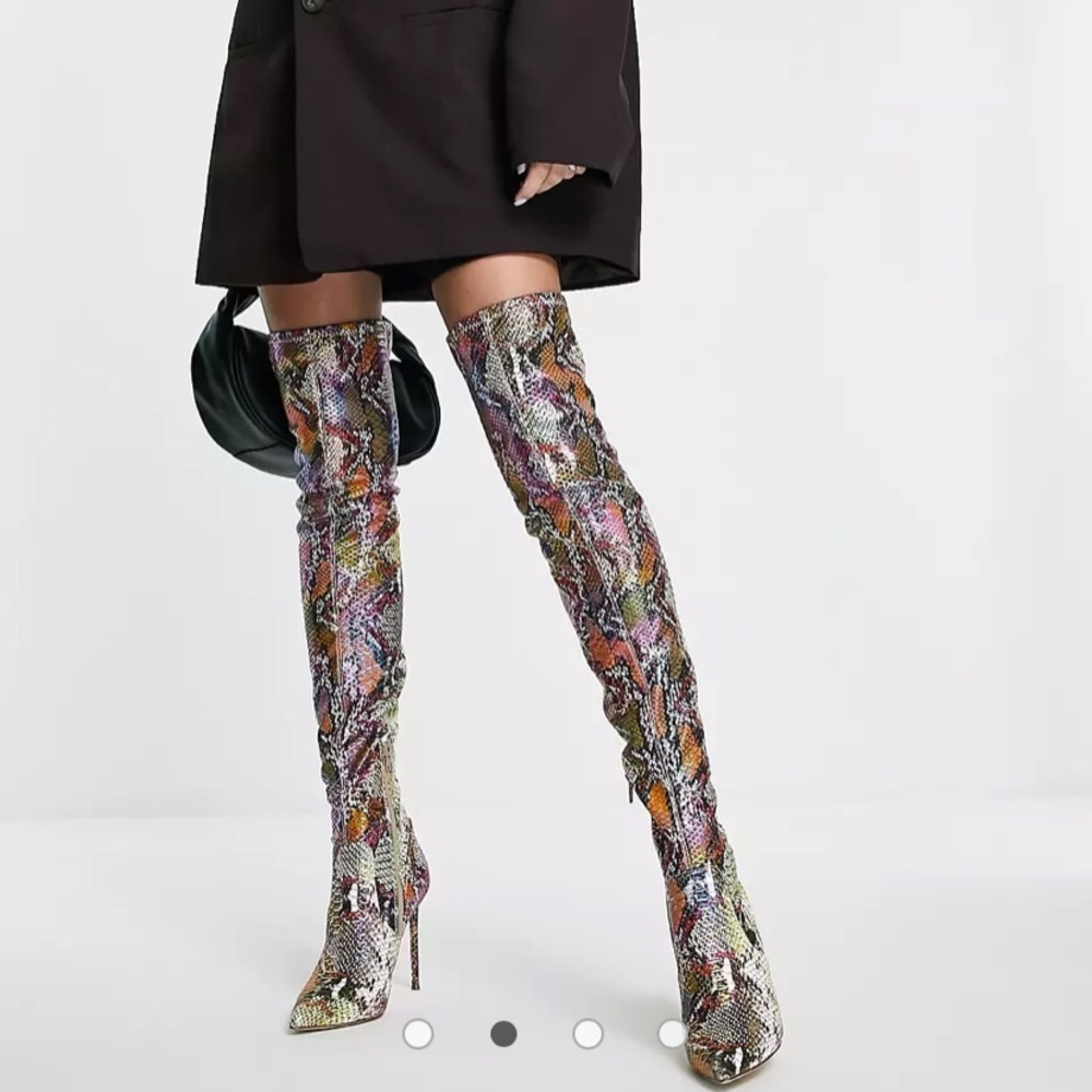 Colorful Metallic Steve Madden Snakeskin High Knee Boots